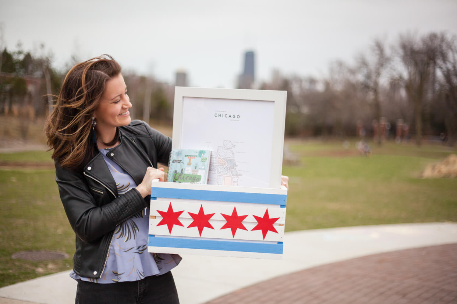 Chi town-themed gift basket. Perfect for an adult Easter basket, or as a housewarming present!
