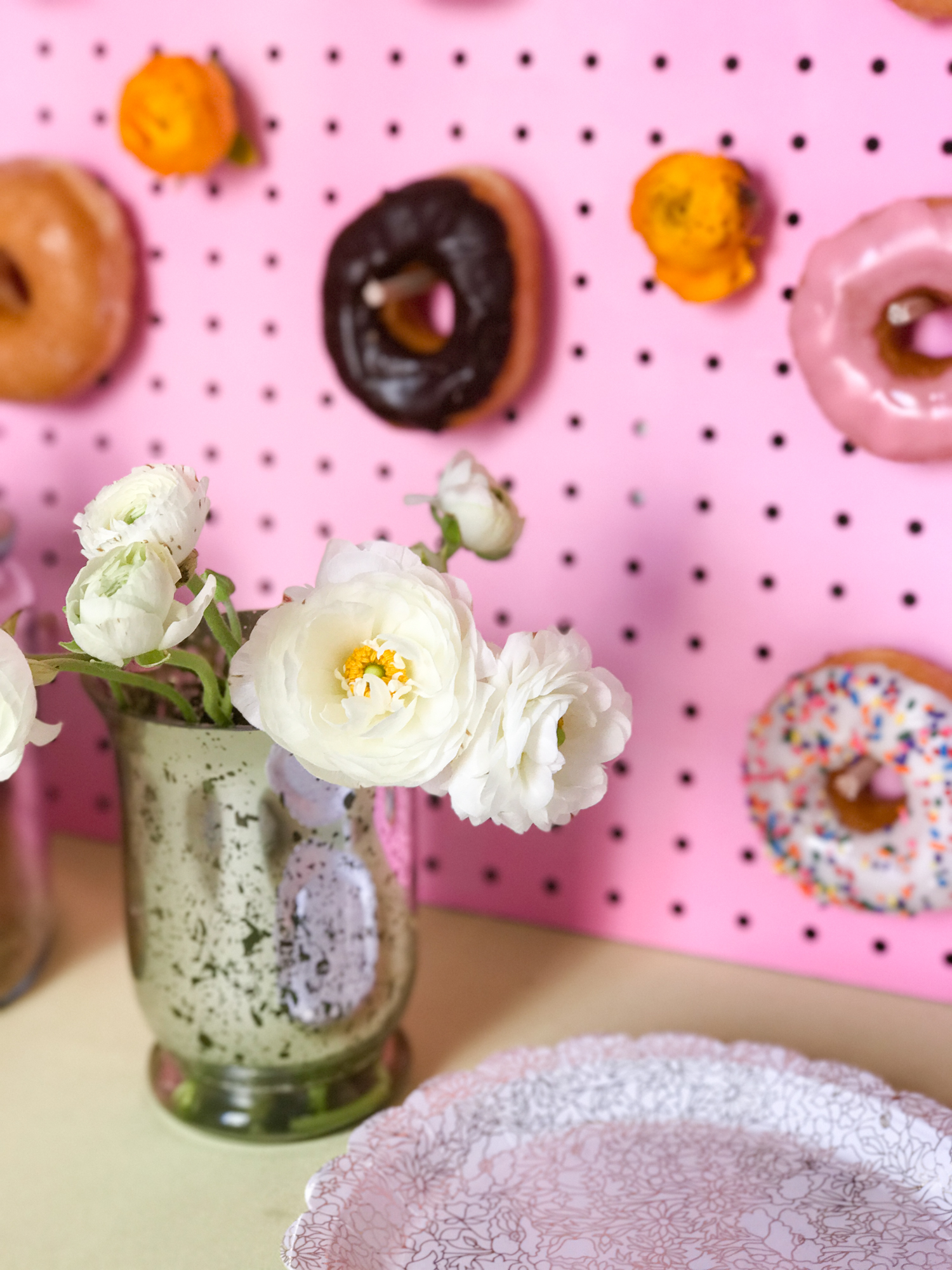Blooms and a donut wall. I love this combination.