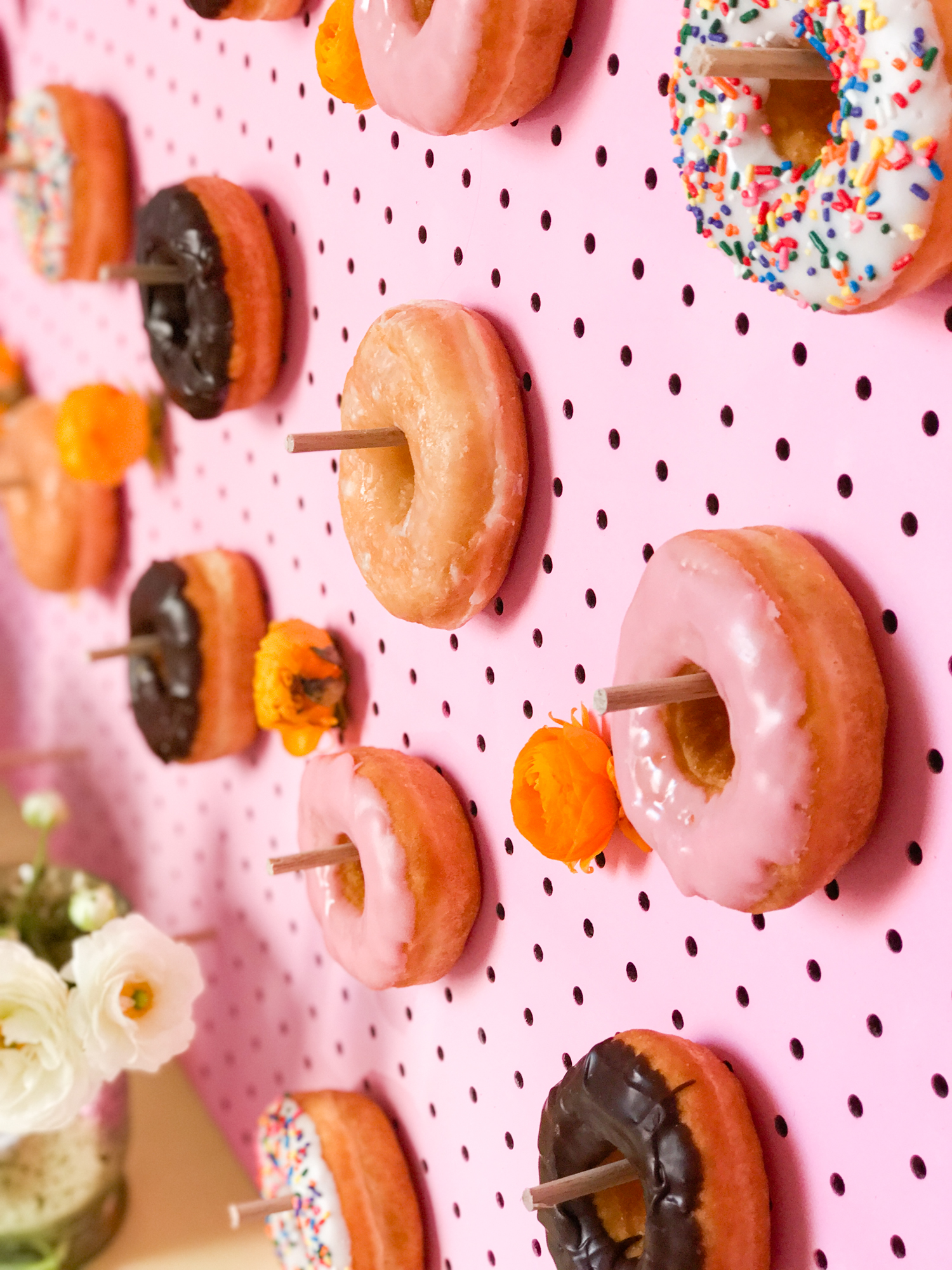 An easy dessert bar to sweeten up your next party. Plus, instructions for making a DIY donut wall!
