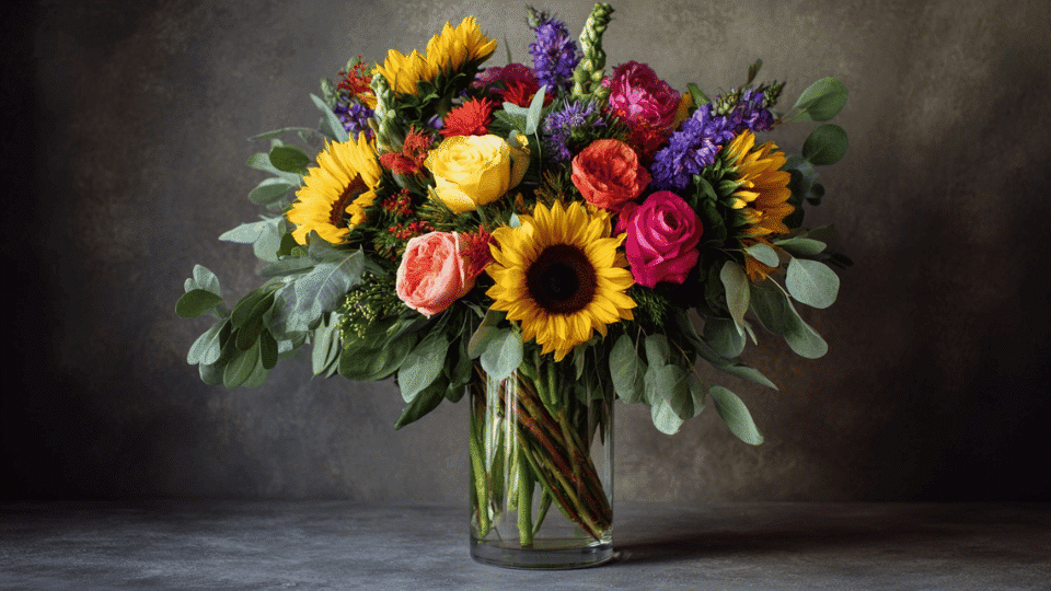 Bouquet with focal flowers added creating a balanced and fuller look