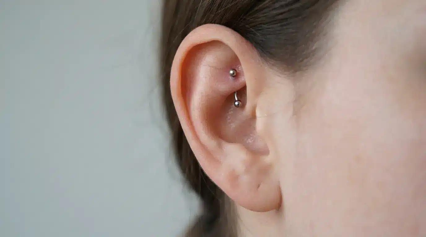 Ear with a rook piercing