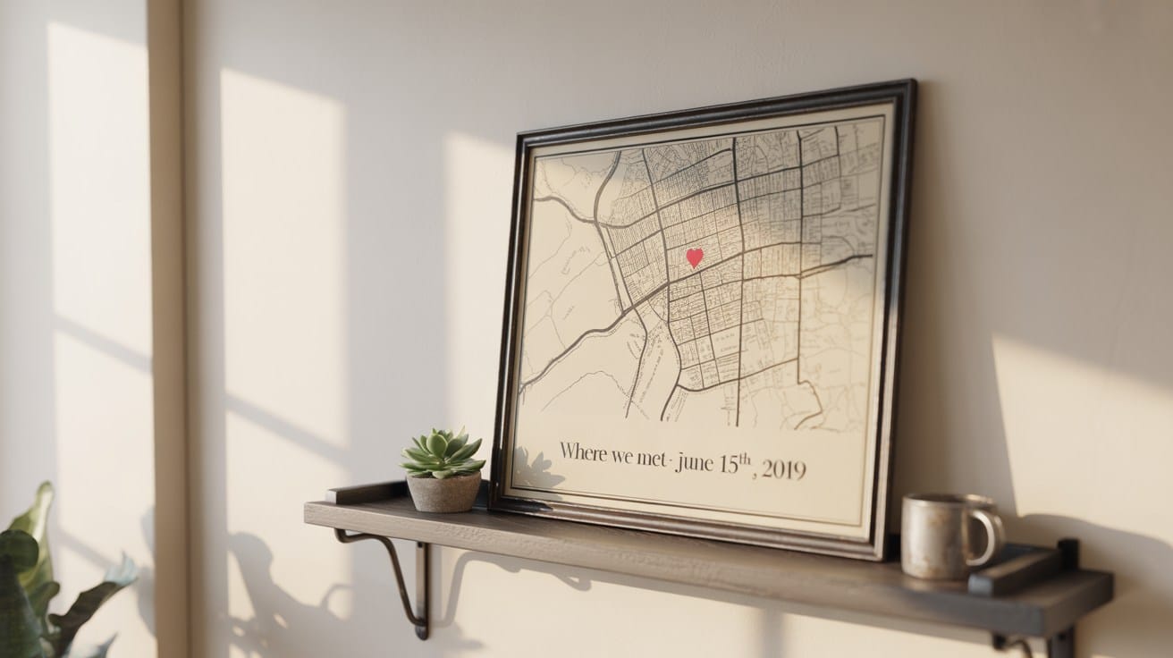 Framed custom map print of special location