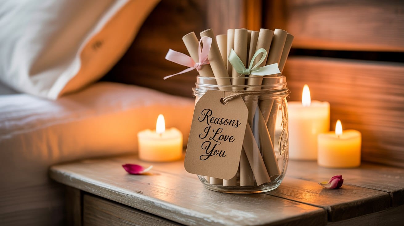 Jar filled with love notes for groom