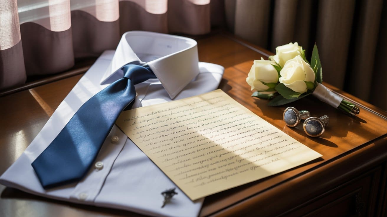 Love note for groom before wedding ceremony