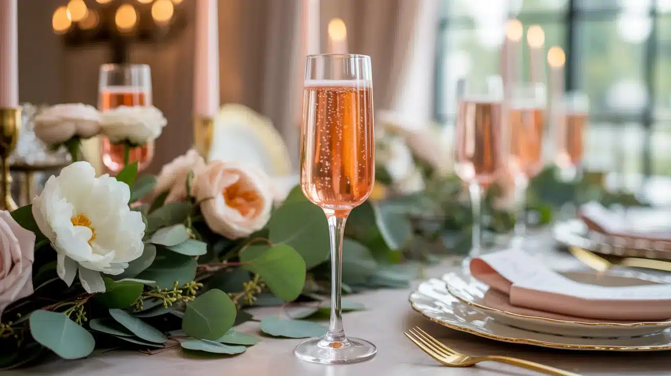 Peach Bellini served at a brunch wedding