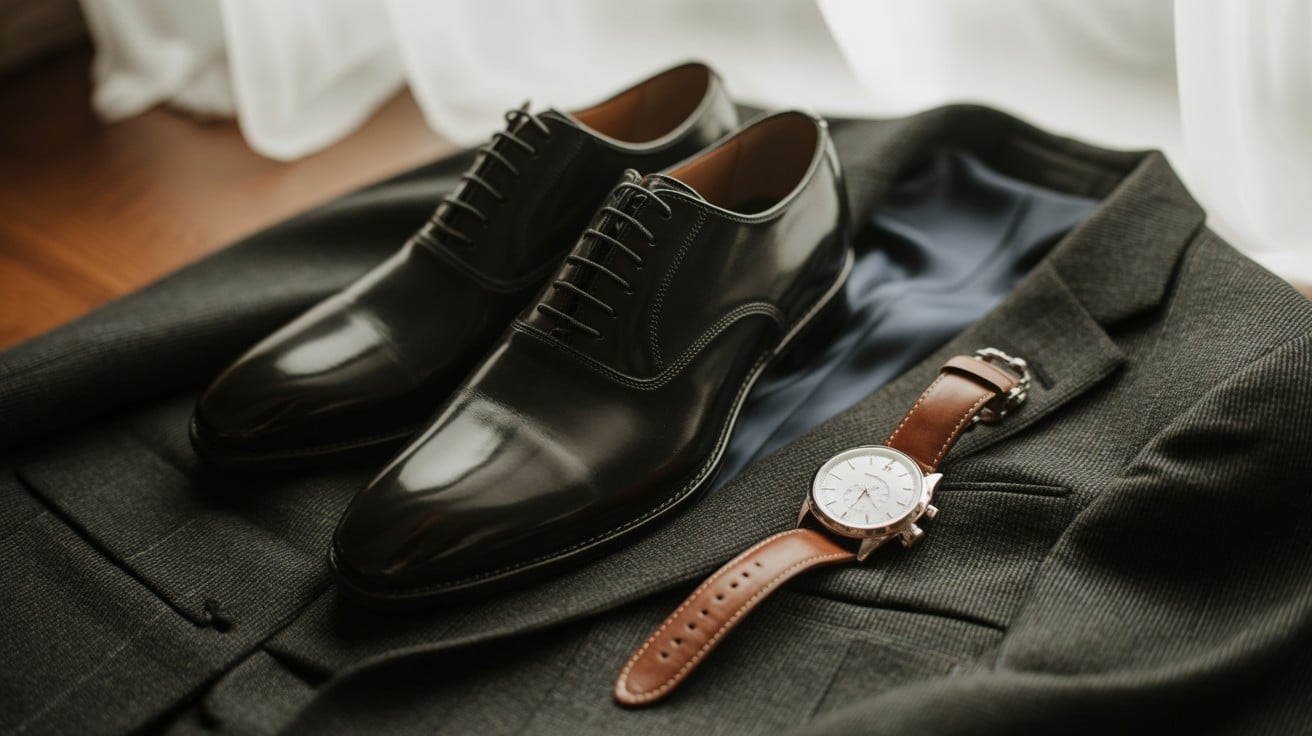 Premium shoes or watch for groom wedding day