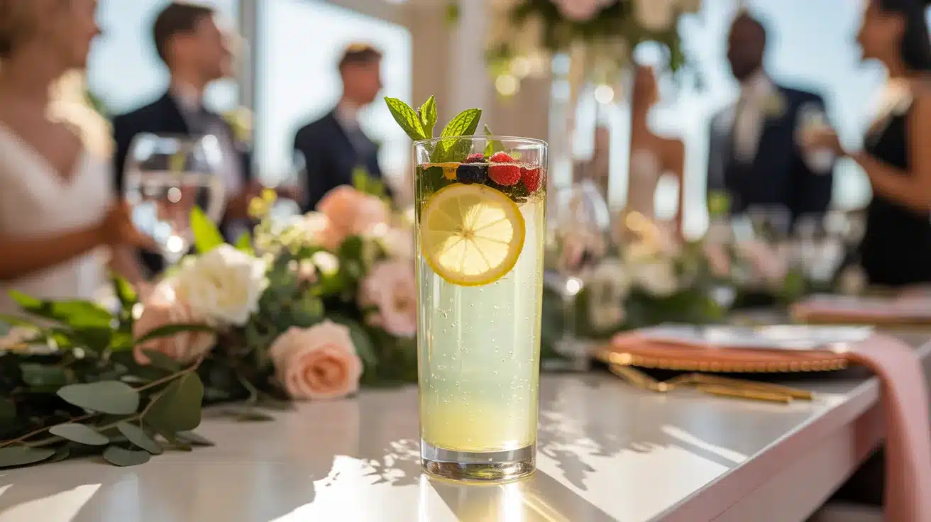 Spiked lemonade drink at a summer wedding