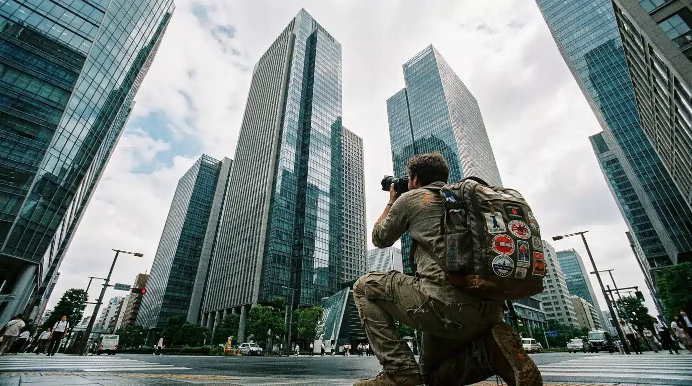 Low-angle travel photography shot