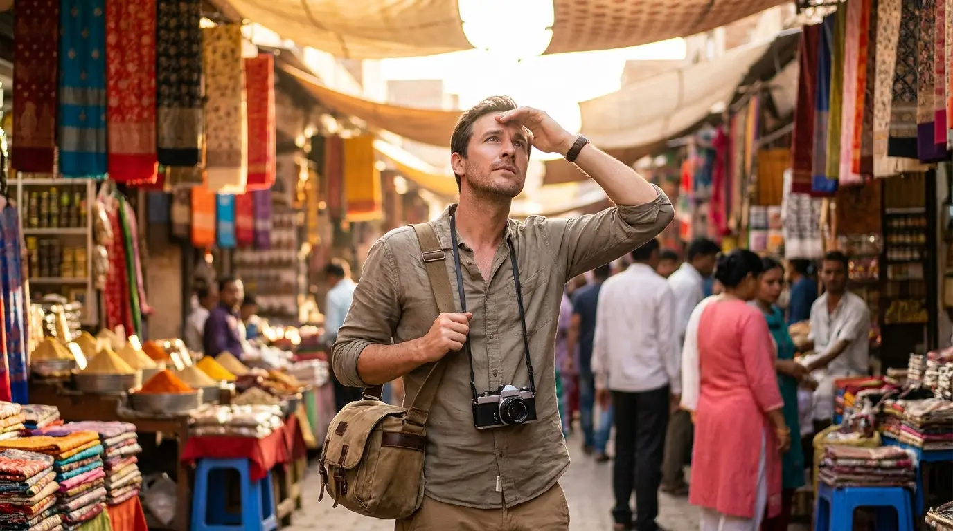 Photographer observing scene before shooting