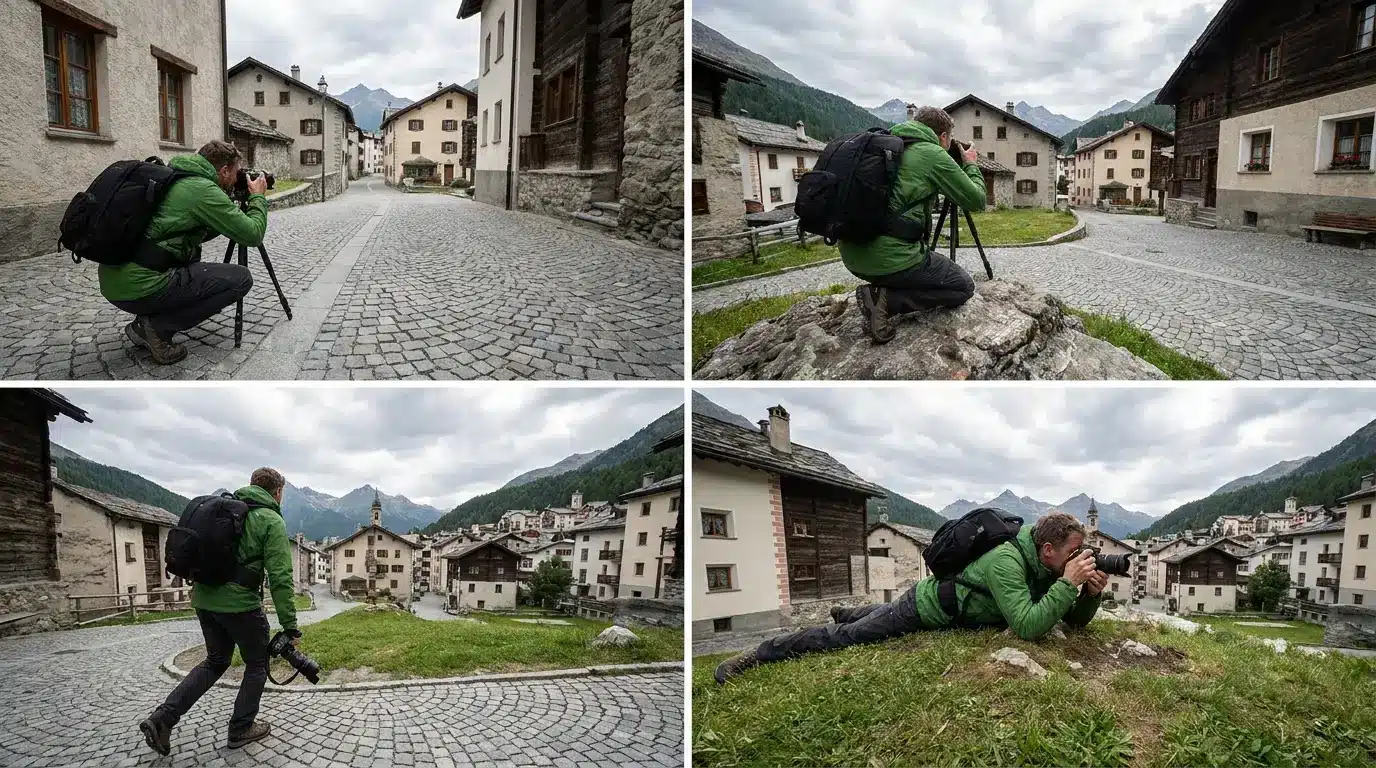 Photographer trying multiple angles