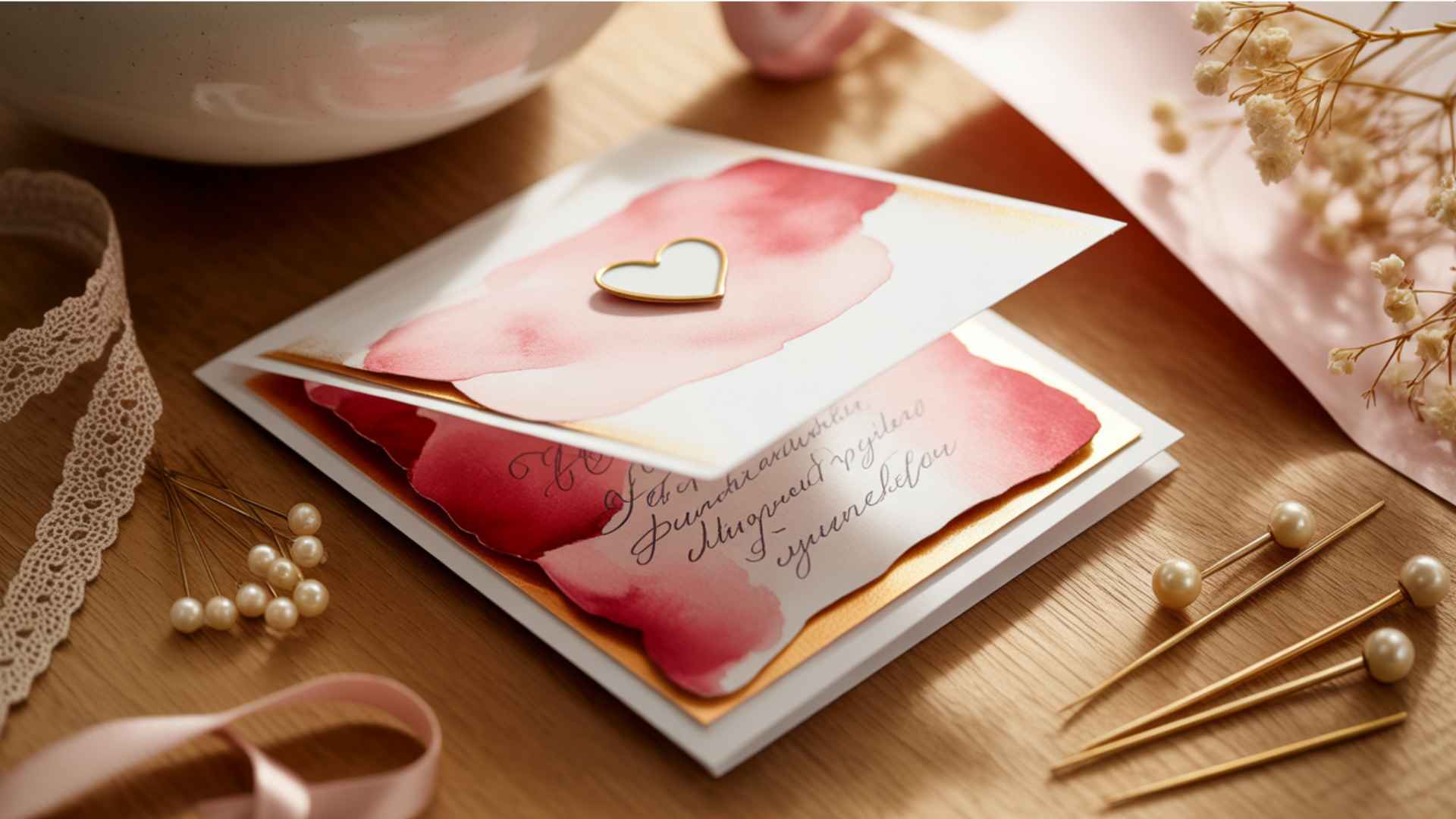 DIY Valentine’s card with a concealed message under a flap or decorative overlay.