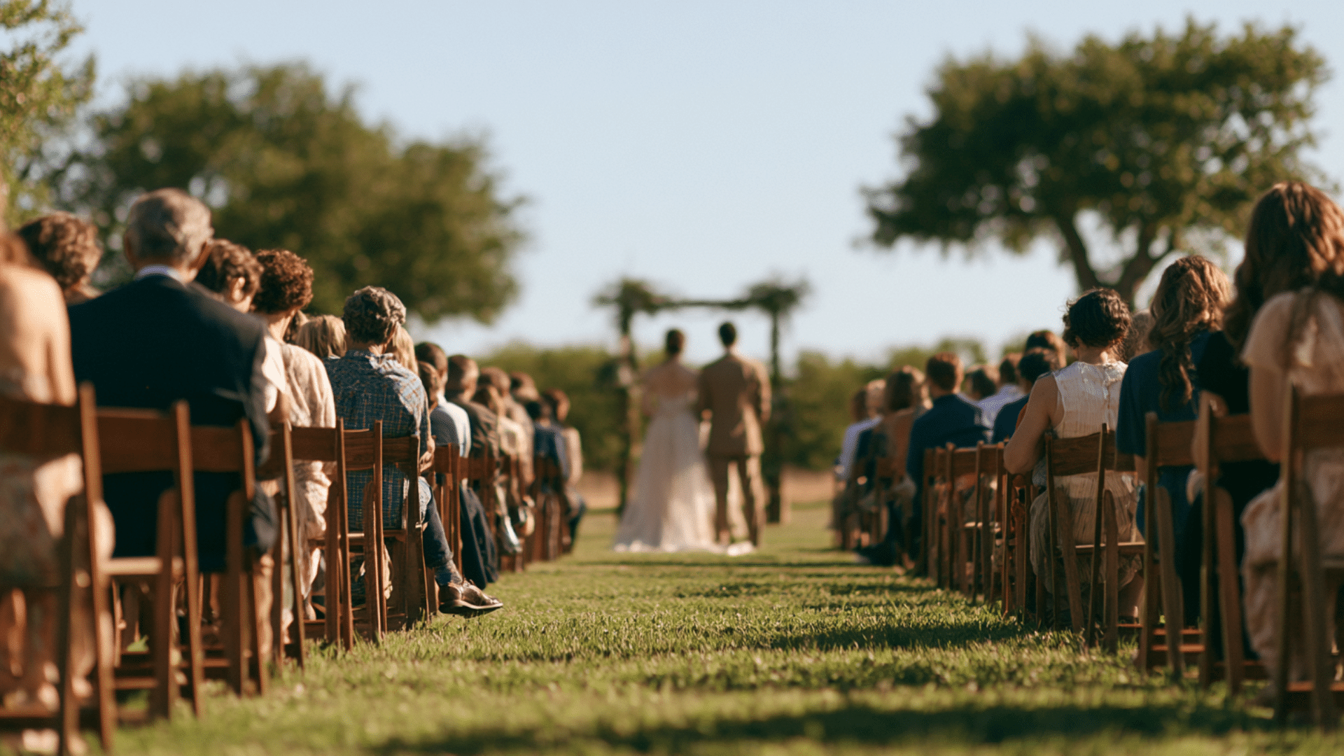 Non traditional wedding ideas featuring a garden reception with outdoor guest seating, floral arrangements, and rustic decor
